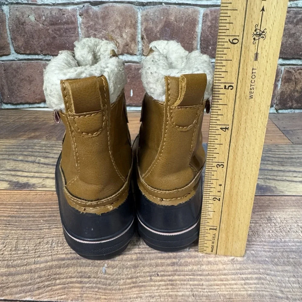 London Fog Toddler Girl Snow Boots Size‎ 6 Pink/Tan /Blue Waterproof Lined